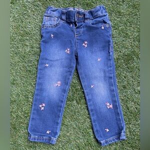 Cat & Jack Denim Pants with Pink Floral Detail